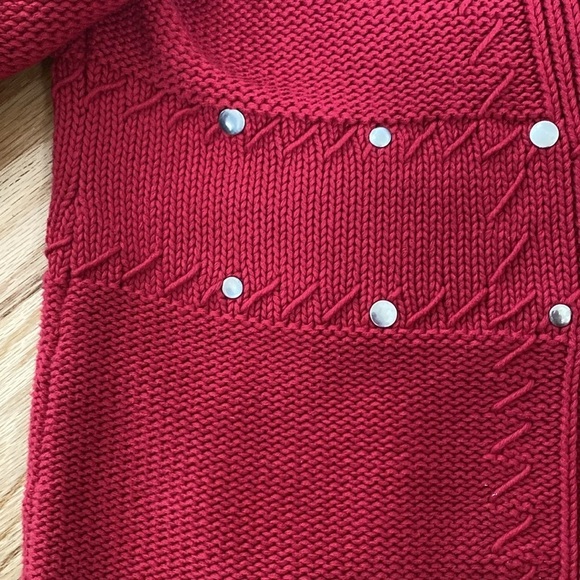 Chico’s Cardigan Sweater Womens 2/L Red Long Sleeves Festive cottage core mature - Picture 8 of 10